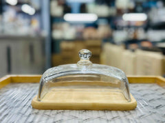 Wooden Butter Dish With Glass cap