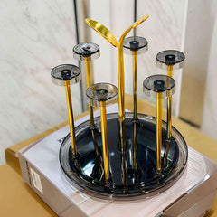 Premium Golden Metal Glass Stand With Acrylic Base