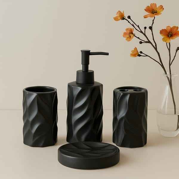Ceramic 4pcs Bathroom Set Black