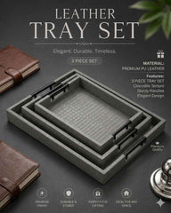 Leather Premium Quality 3pcs Tray Set