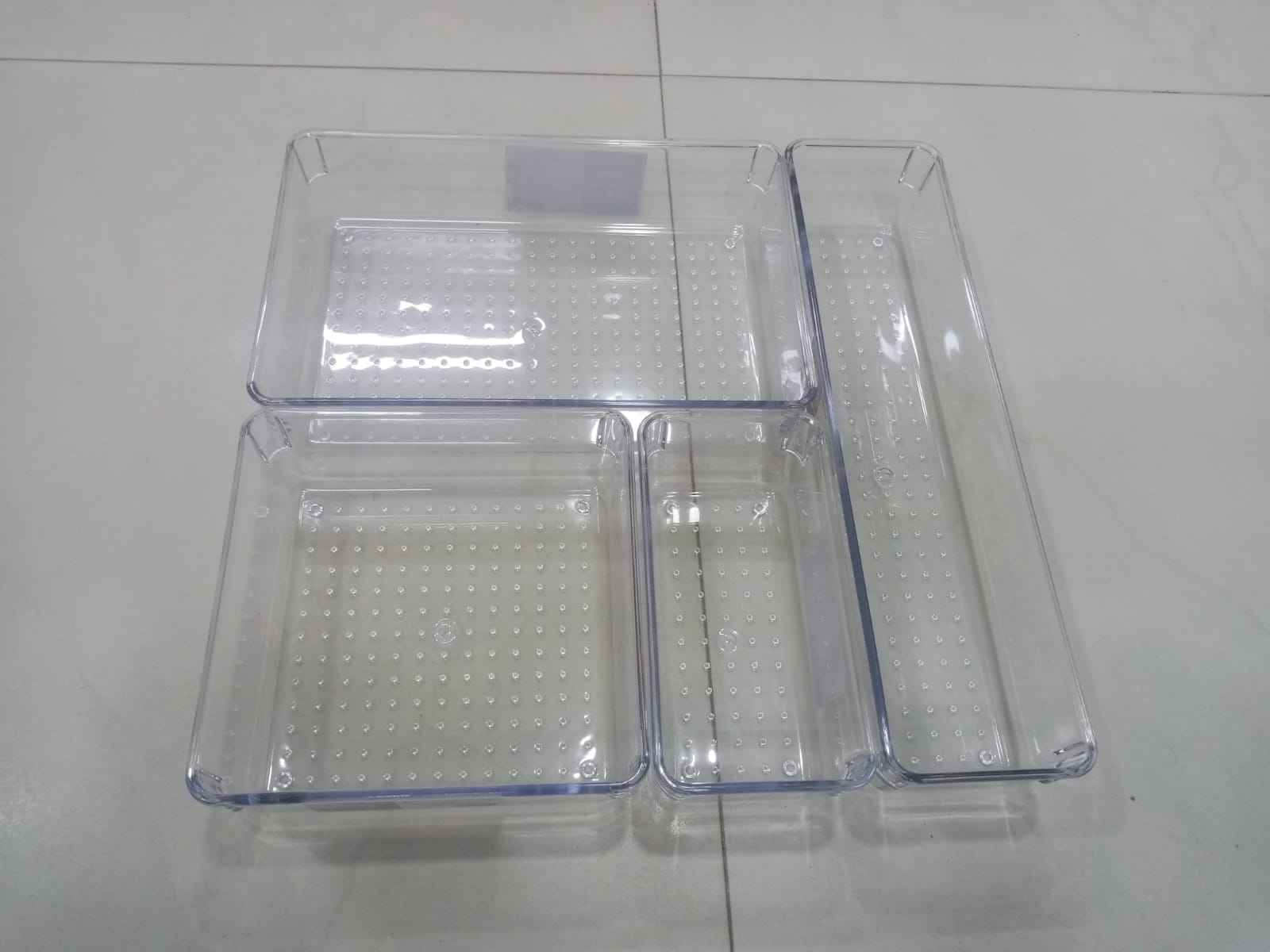 Acrylic Drawer Jwellery And Multipurpose Organizer 4pcs Set