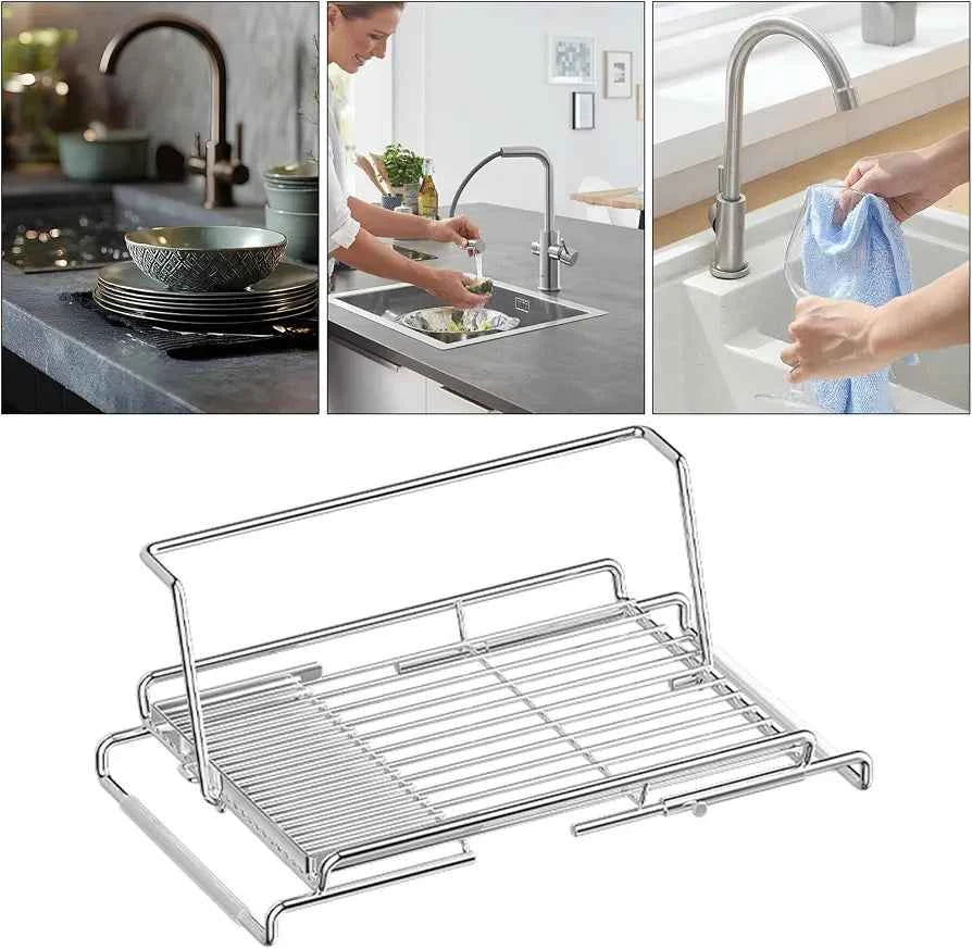 Over Sink Dish Drying Rack Expandable Stainless Steel Dish Holder