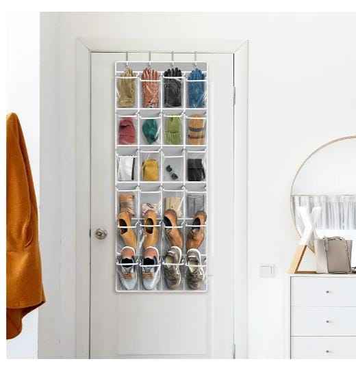 24-Pocket Over-the-Door Hanging Storage Organizer With Metal Hanger