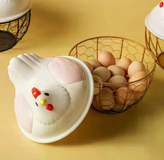 Eggs Basket with Plastic Hen Lid - Egg Basket in Pakistan - Quirky