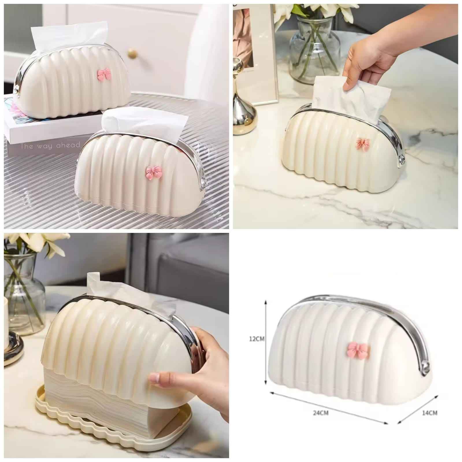 Premium Plastic Material With Bow Tissue Box