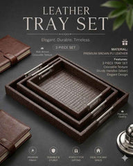 Leather Premium Quality 3pcs Tray Set