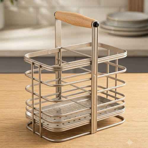 Double Portion Spoon Holder With Wood Handle