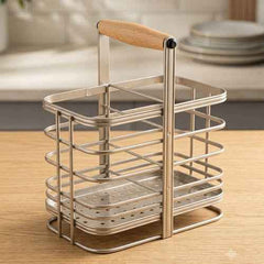 Double Portion Spoon Holder With Wood Handle