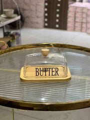 Acrylic Butter Dish With Wood Base