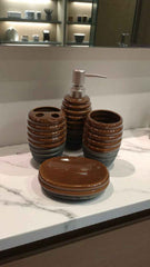 Ceramic Bathroom Set Nuttella Brown Double shaded 4Pcs Set