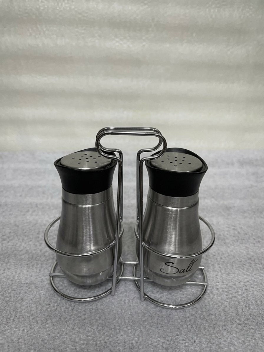 Stainless Steel Salt & Pepper Shaker Set with Stand